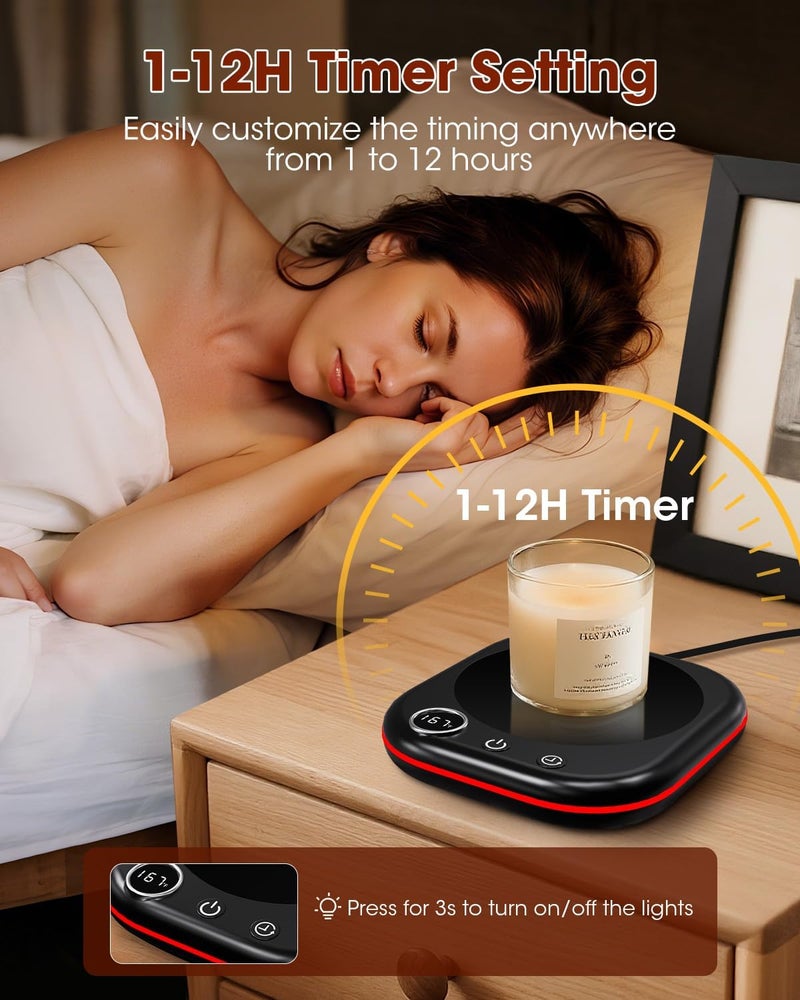 MXMZHXU Coffee Mug Warmer - 36W Cup Warmer for Desk with Temperature Display & Ambient Light, 1-12 H Timer, 4 H Auto Shut Off, Smart Candle Warmer, Gift for Coffee, Tea, Milk, Beverage - Image 5